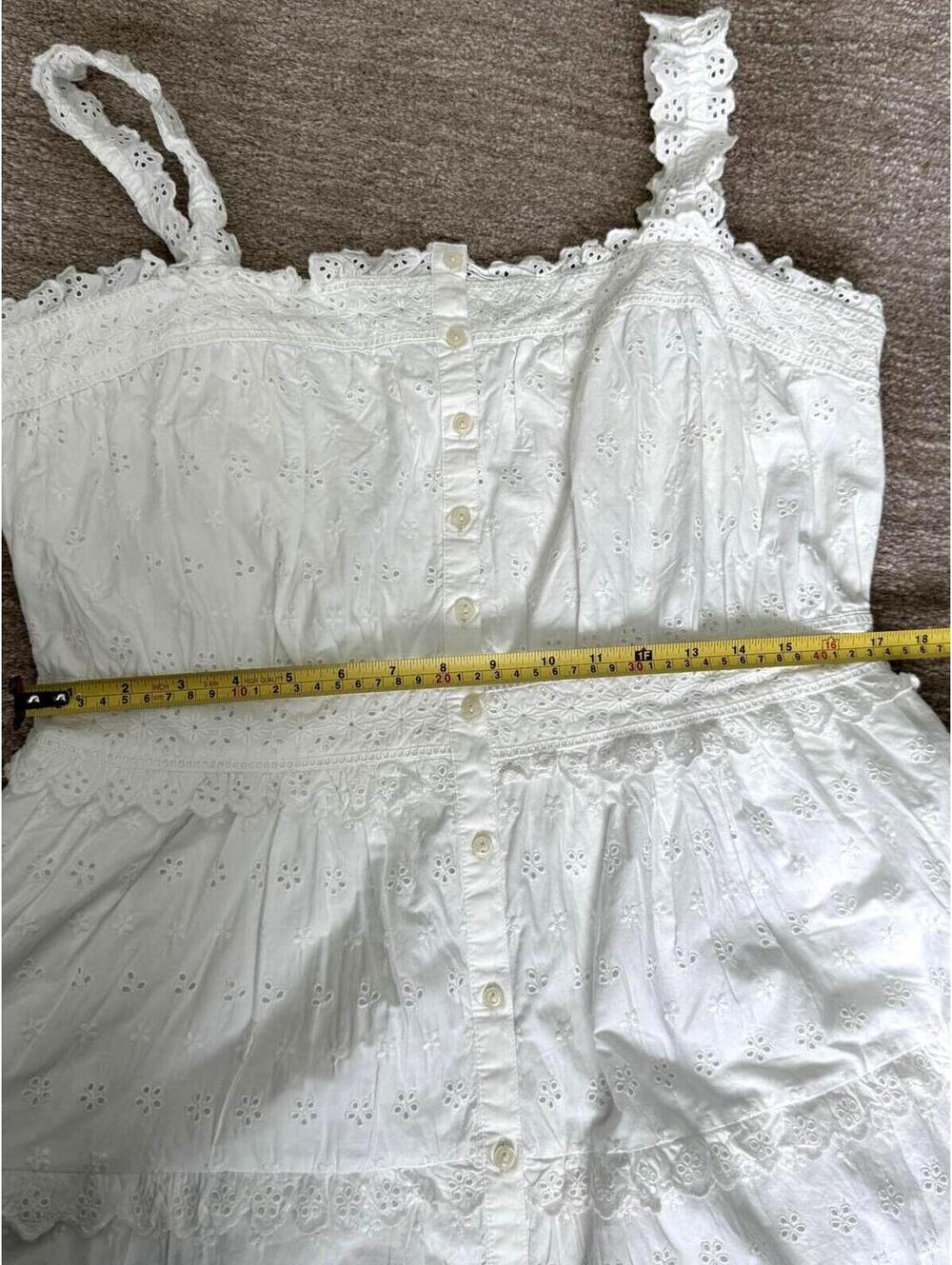 NWT Gap x DÔEN Cotton White Eyelet Tiered Midi Dress Size L - Picture 8 of 13